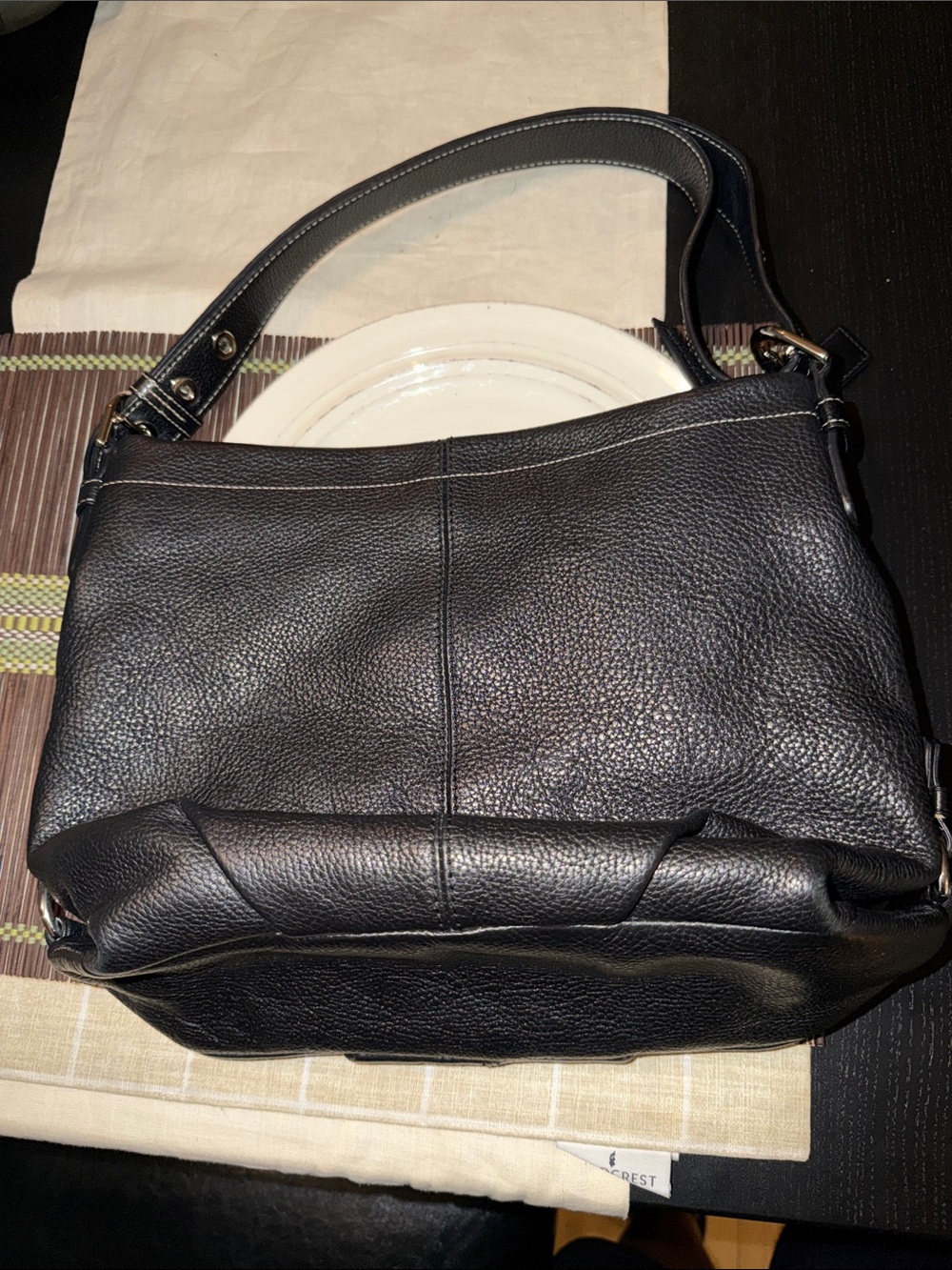 Coach Black Pebbled Leather Messenger Bag with Silver Hardware - Picture 8 of 12